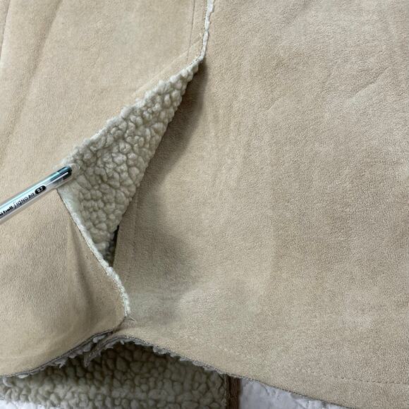 🔥GAP Faux Suede Shearling Mid Length Hooded Coat Jacket Toggle Button Size S - Picture 9 of 15